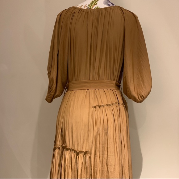 LAYER’D Women’s Latte Japanese Technical Midi Dress Size 8 - Picture 8 of 12